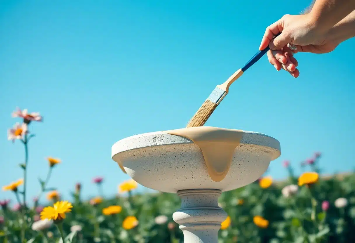 concrete bird bath