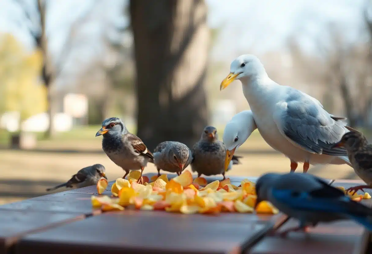 birds eat chips