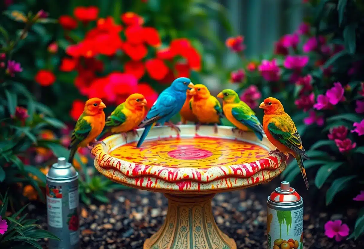 painting bird bath