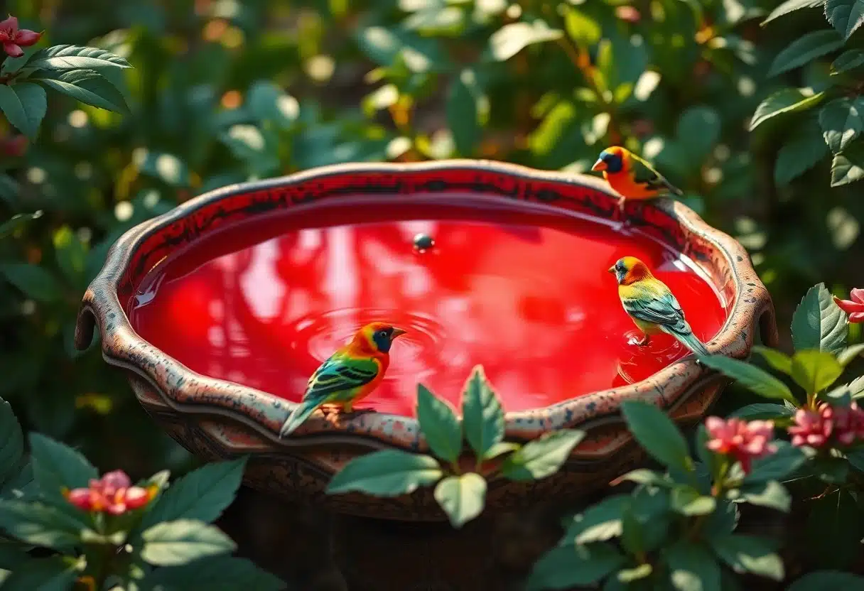 algae bird bath